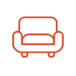 Here's an alt tag for the image: Orange armchair icon.